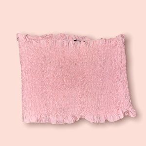Super flattering ruffled pink tube top
